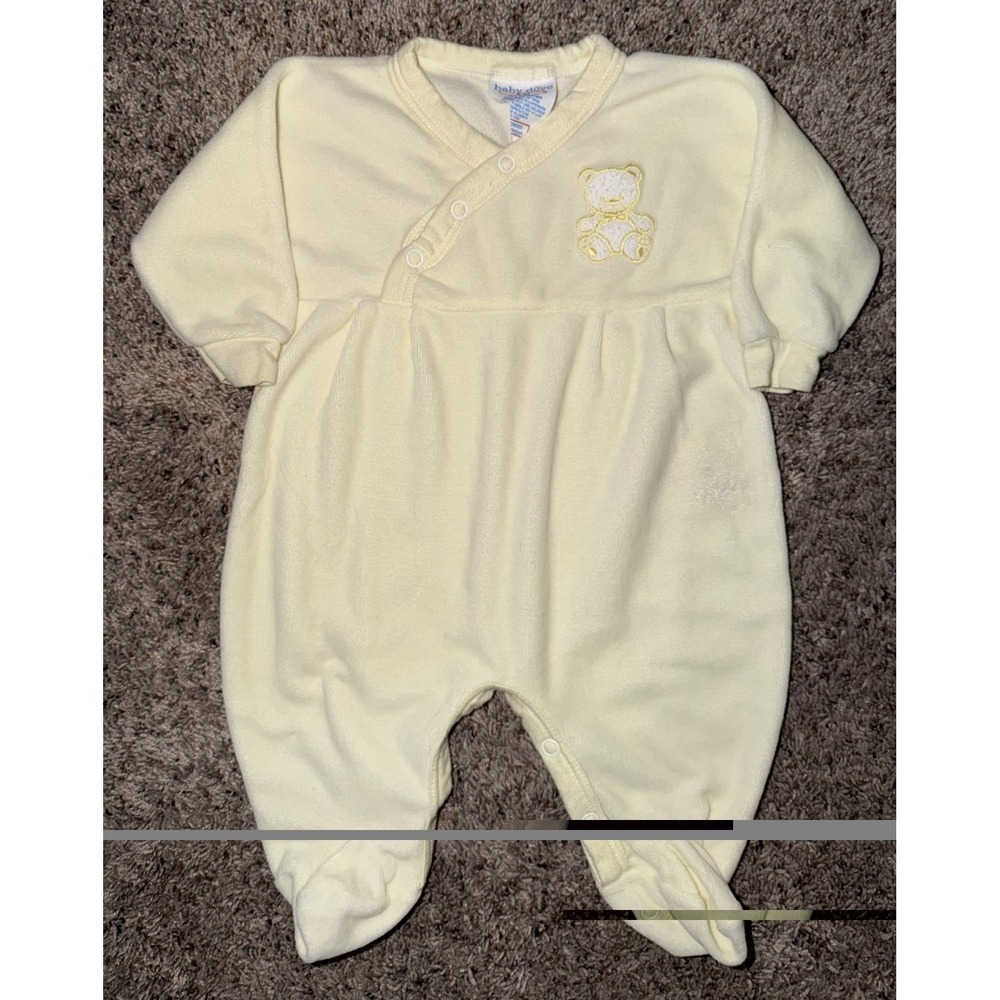 Vintage Baby Dove Yellow Teddy Bear Footed Romper‎ 6-9 Month Made in Canada